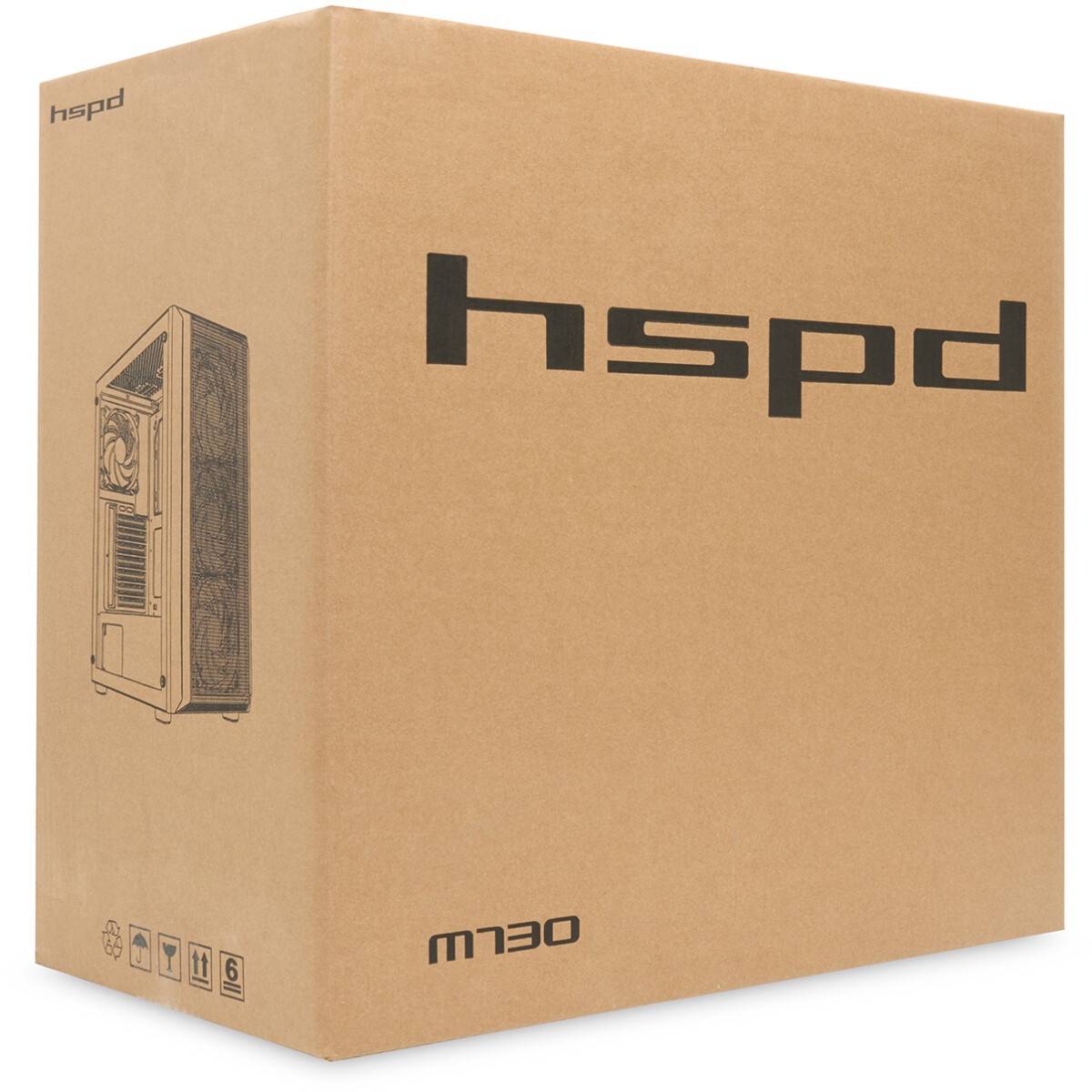 Корпус без блока питания/ Case HSPD M730, Mesh Mid Tower, Black, TG, 0.4 SPCC, no fans, E-ATX, ATX,