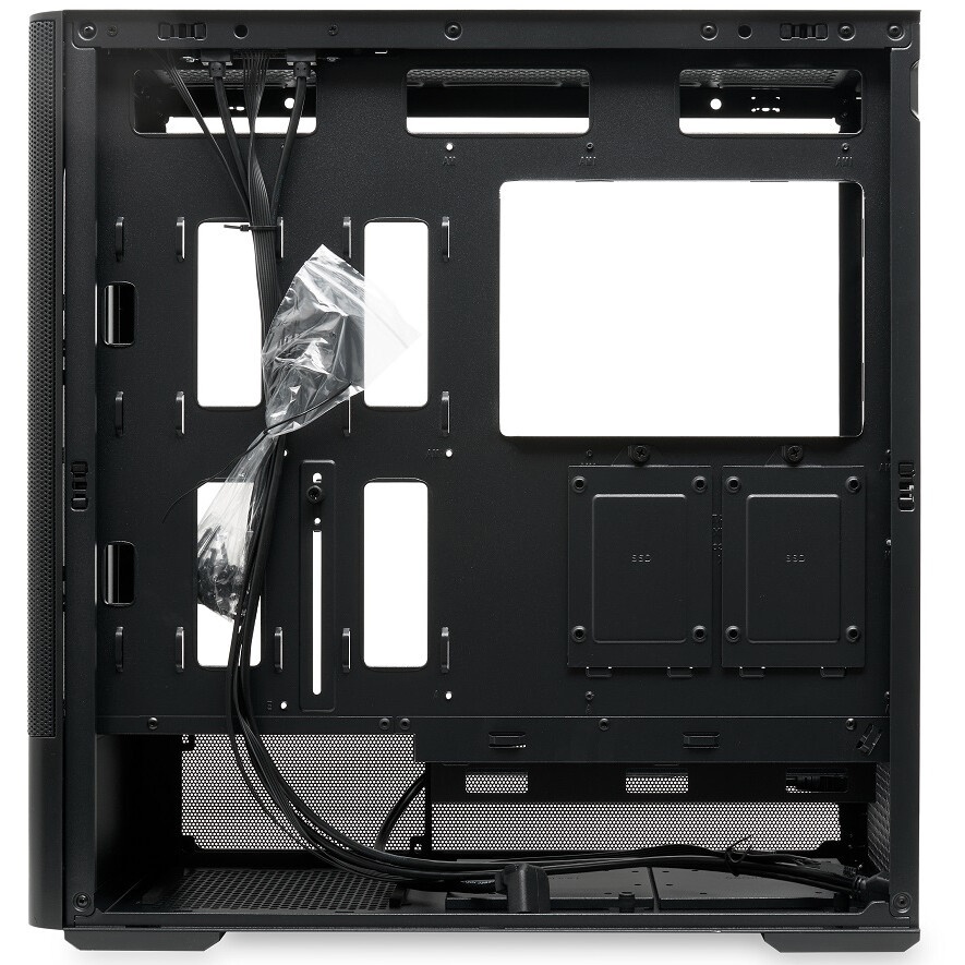 Корпус без блока питания/ Case HSPD M730, Mesh Mid Tower, Black, TG, 0.4 SPCC, no fans, E-ATX, ATX,