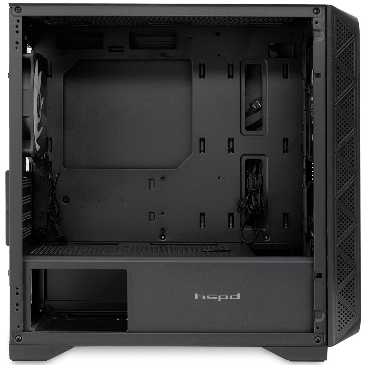 Компьютерный корпус без блока питания HSPD M331, Mesh Mini-tower, Black, TG, 0.4 SPCC, no fans mATX,