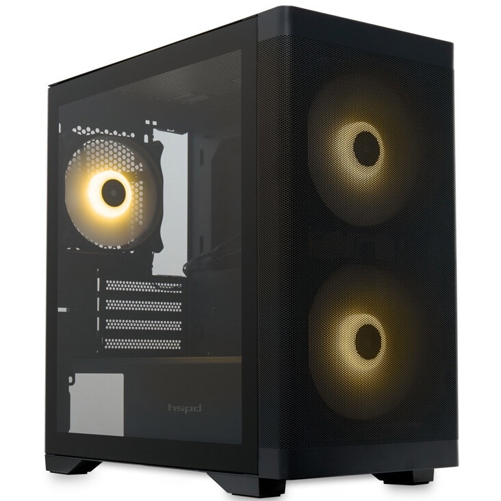 Компьютерный корпус без блока питания HSPD M331, Mesh Mini-tower, Black, TG, 0.4 SPCC, no fans mATX,