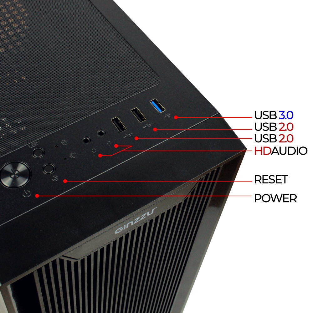 Компьютерный корпус без блока питания HSPD M331, Mesh Mini-tower, Black, TG, 0.4 SPCC, no fans mATX,