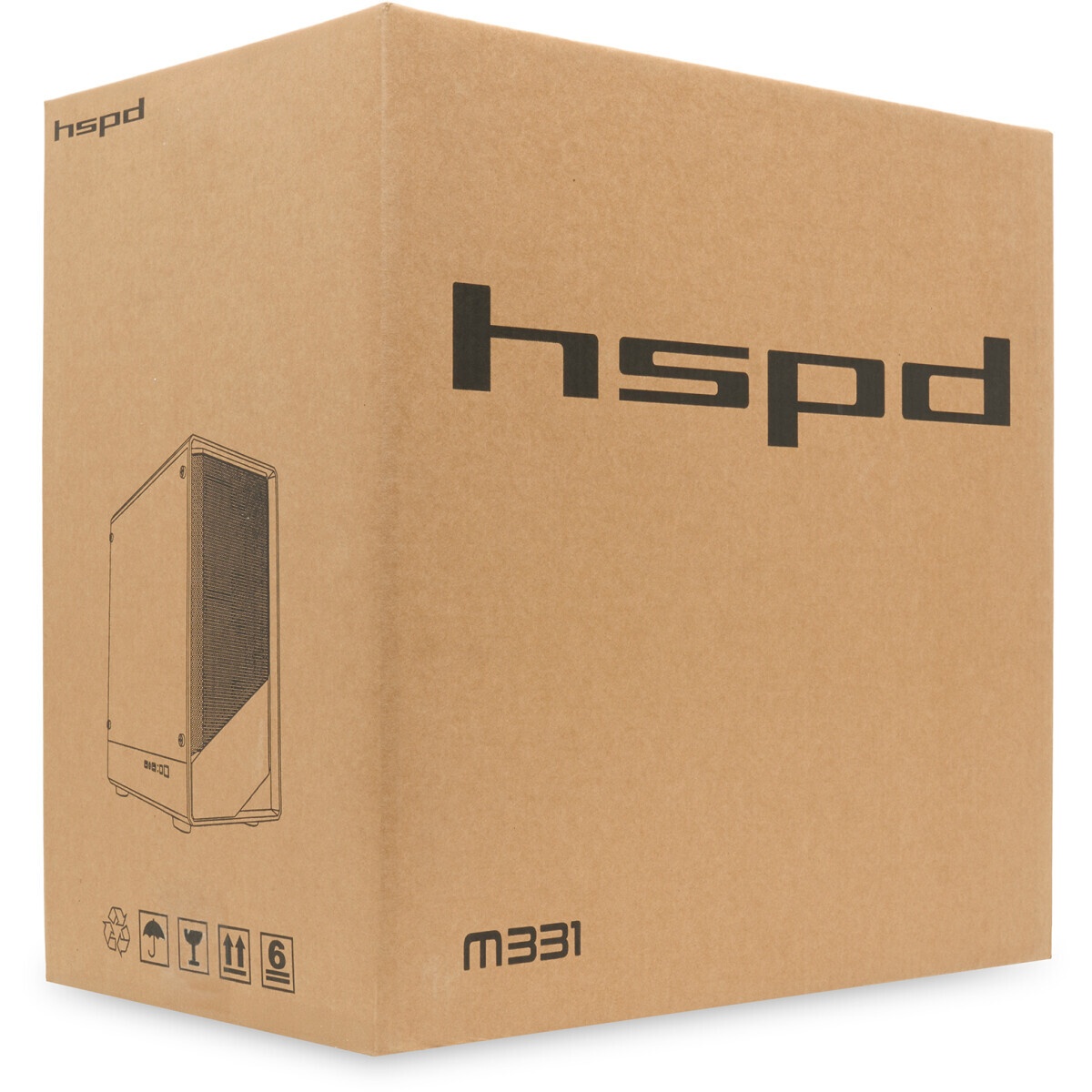 Компьютерный корпус без блока питания HSPD M331, Mesh Mini-tower, Black, TG, 0.4 SPCC, no fans mATX,