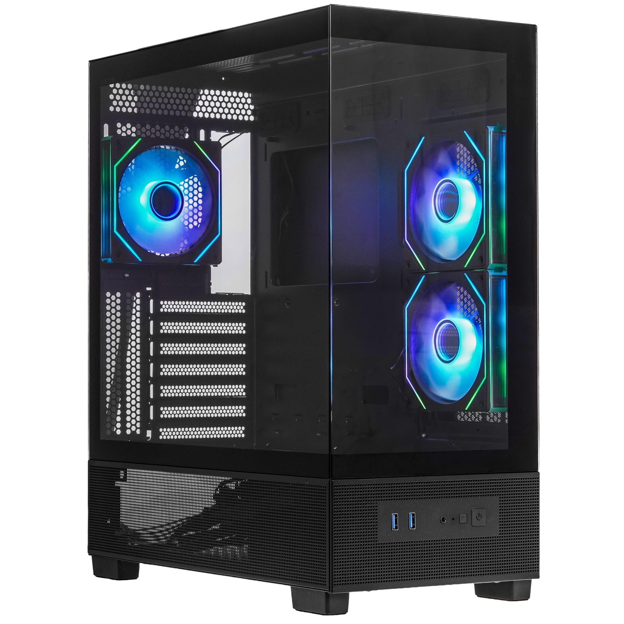 Компьютерный корпус XASTRA Q500M 3ARGB-C10 Black mATX/Aquarium/Screewless/ 3x120mm ARGB PWM FM fans/