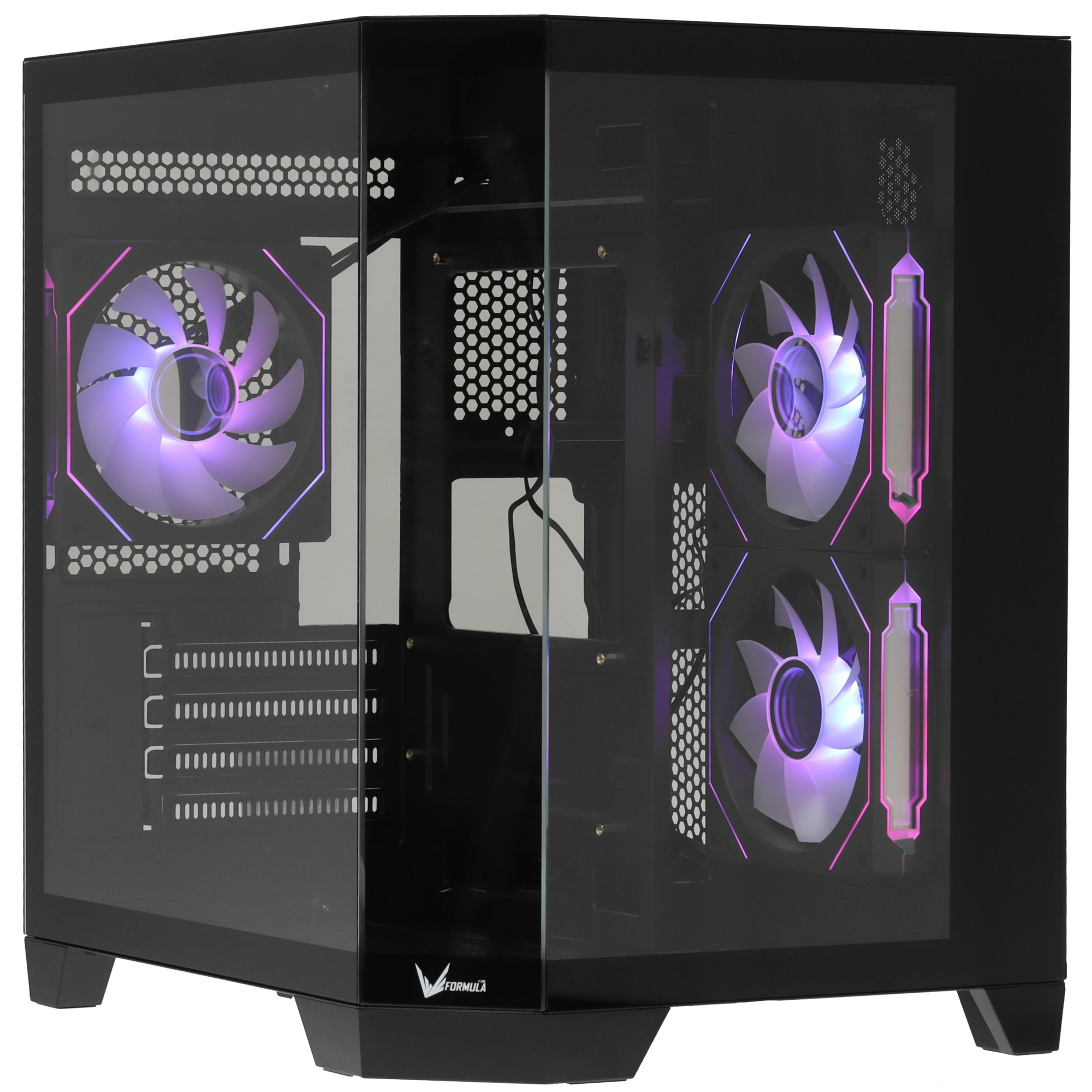 Компьютерный корпус Formula Crystal Z6M Floe черный без БП mATX 4x120mm 2xUSB3.0 audio bott PSU