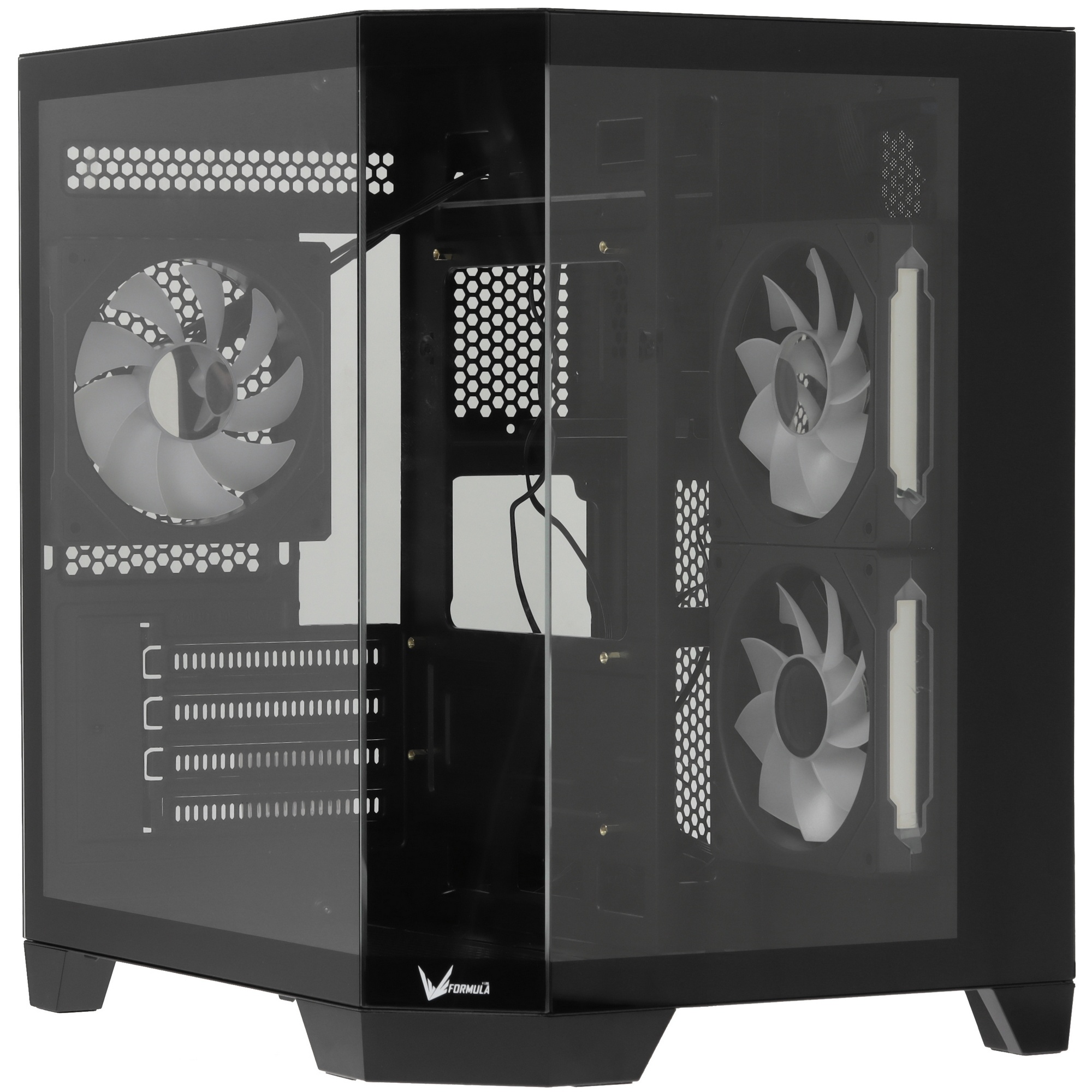 Компьютерный корпус Formula Crystal Z6M Floe черный без БП mATX 4x120mm 2xUSB3.0 audio bott PSU