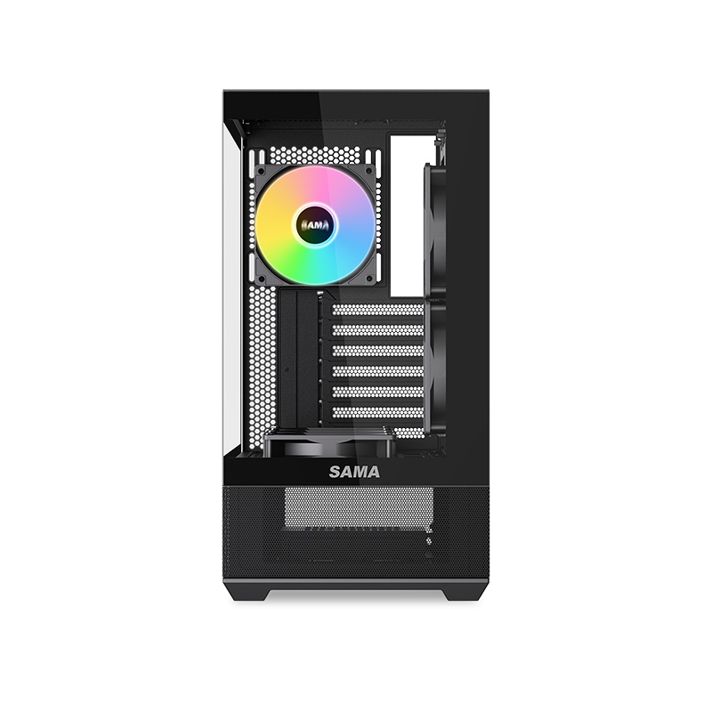 Корпус ПК без блока питания SAMA V40 Black, Midi-Tower, TG, 6x120mm ARGB, 2xUSB 3.0 + 1xUSB 3.1 Type