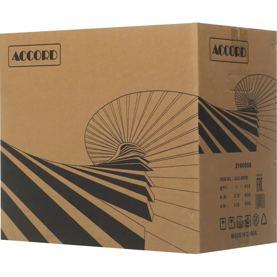 Корпус Accord ACC-285-02B черный без БП mATX 1x120mm 1xUSB2.0 1xUSB3.0 1xUSB3.1 audio