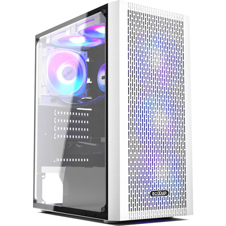 Корпус без блока питания Case PCCooler C3D510 WH, Midi-Tower, TG, Mesh, no fans, 2xUSB-A 3.0, E-ATX,
