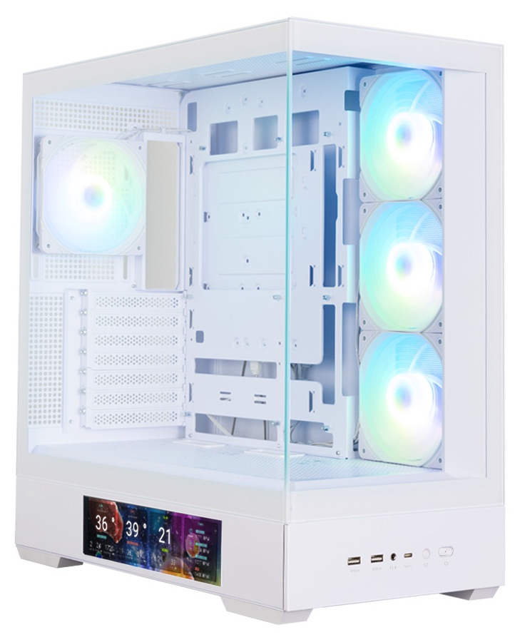 Компьютерный корпус ZALMAN P40 DS, ATX, белый, WINDOW, 9.1-inch LCD screen, 2xCombo(2.5” or 3.5”), 1