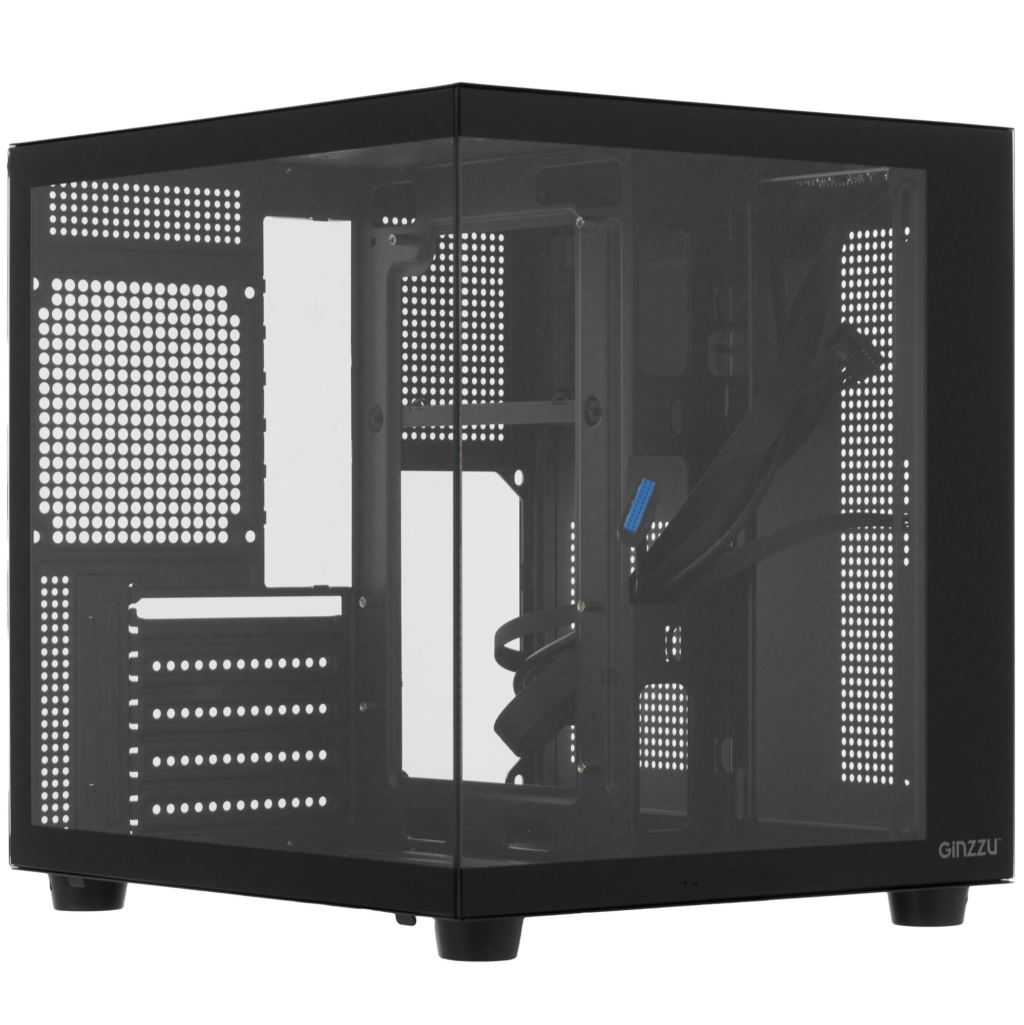 Компьютерный корпус Ginzzu V100 закаленное стекло 1*USB 3.0,1*USB 2.0, AU mATX