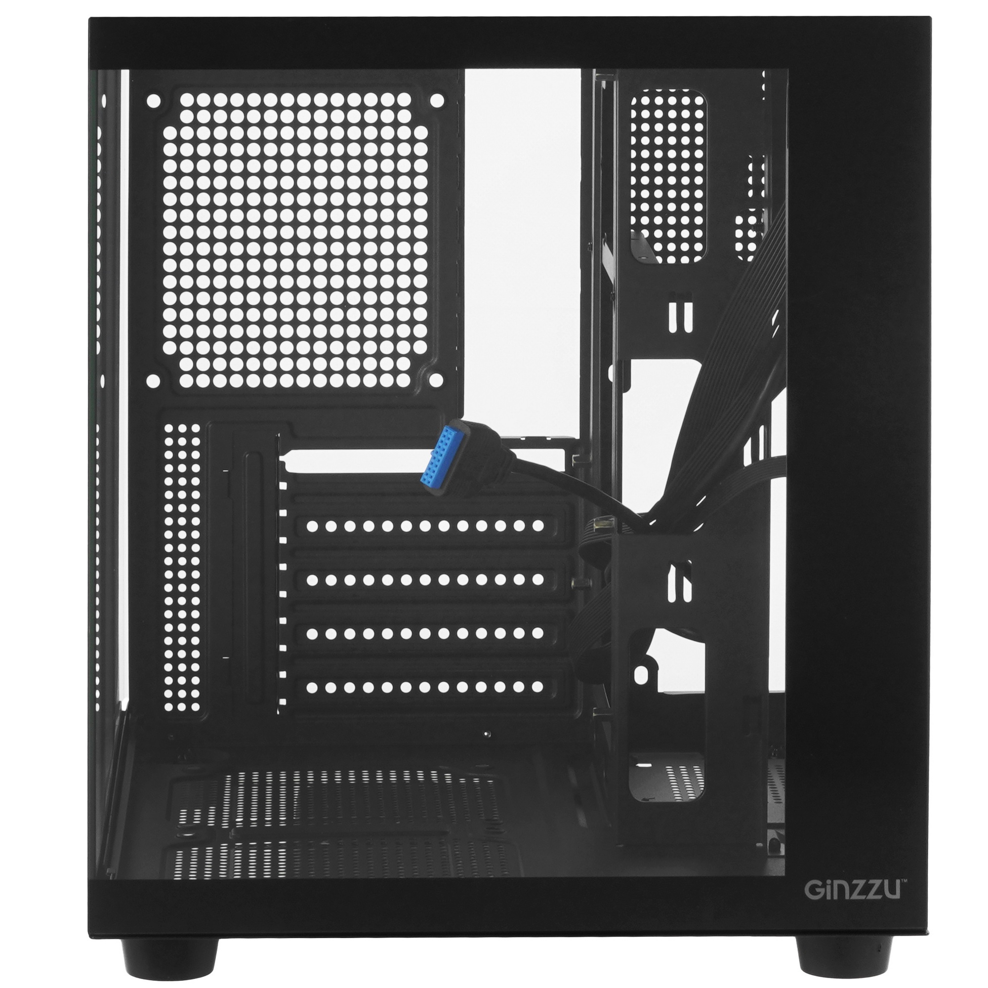 Компьютерный корпус Ginzzu V100 закаленное стекло 1*USB 3.0,1*USB 2.0, AU mATX