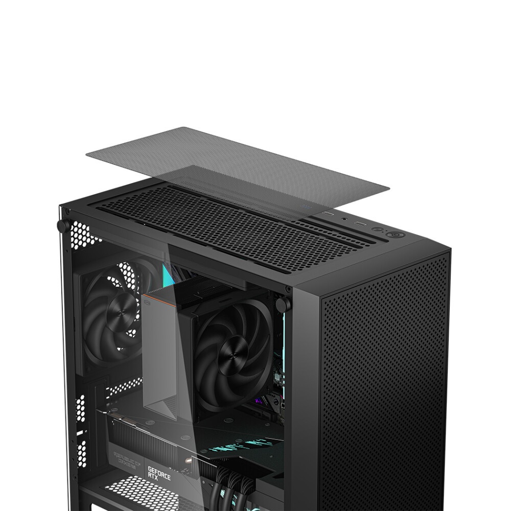 Компьютерный корпус без блока питания PCCOOLER LM300 ARGB BK, Flat Mid Tower, Black, TG, 0.45 SPCC,