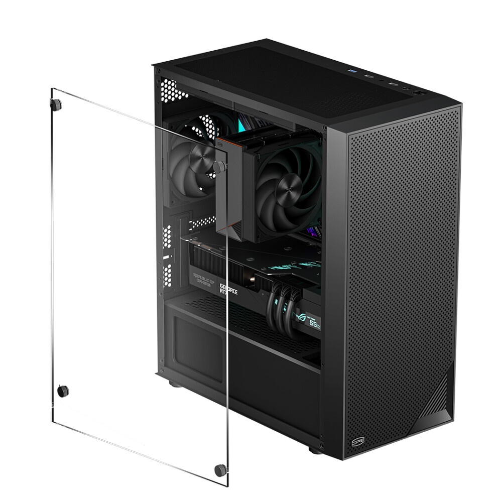 Компьютерный корпус без блока питания PCCOOLER LM300 ARGB BK, Flat Mid Tower, Black, TG, 0.45 SPCC,