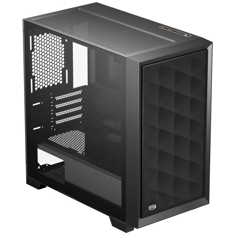 Компьютерный корпус без блока питания PCCOOLER LM300 ARGB BK, Flat Mid Tower, Black, TG, 0.45 SPCC,