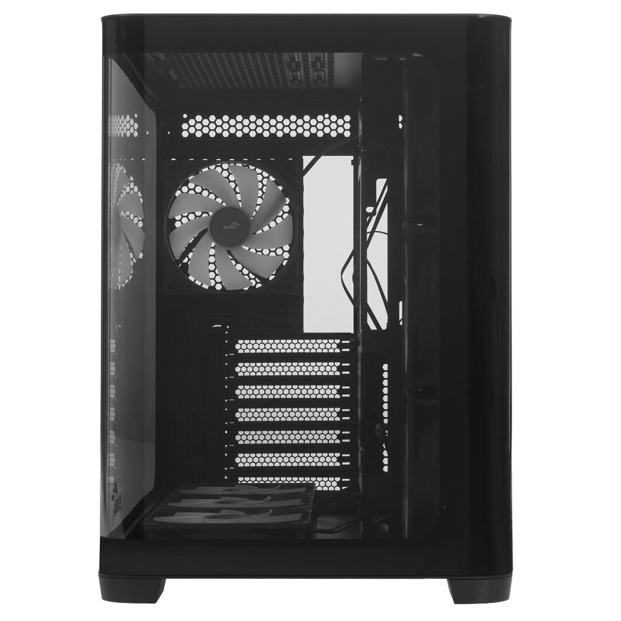 Корпус ПК без блока питания SAMA V60 Black, Midi-Tower, TG, 7x120mm ARGB, 2xUSB 3.0 + 1xUSB 3.1 Type