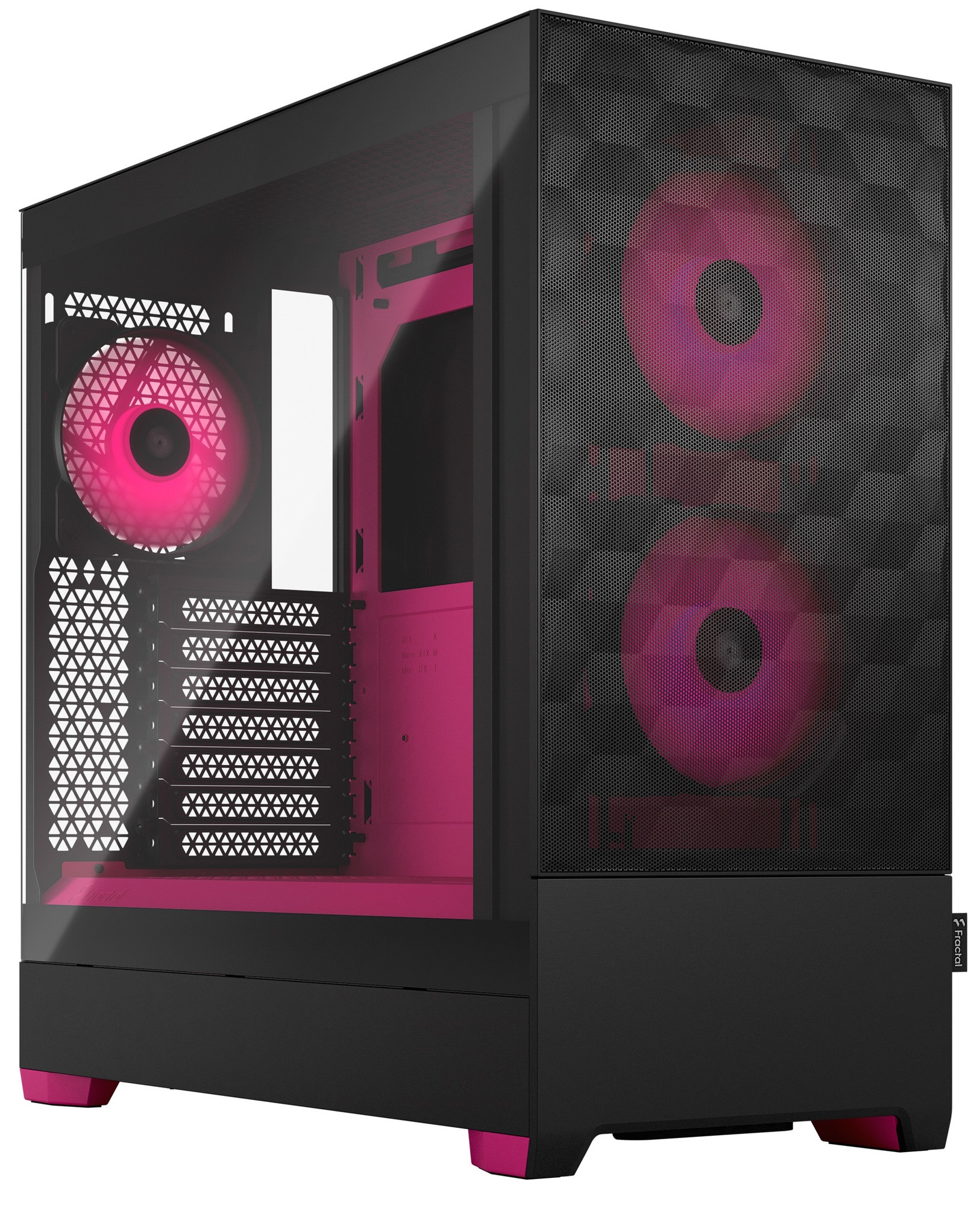 Корпус ПК без блока питания Fractal Design Pop Air RGB Magenta Core TG Clear Tint, Midi-Tower, 3x120