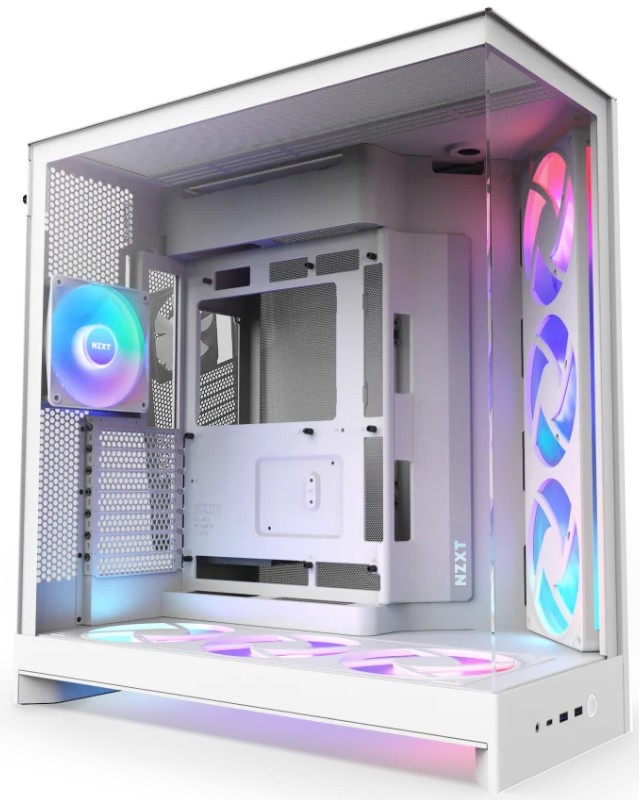 Корпус без блока питания/ Case NZXT H9 Flow RGB+ (2025), Midi-Tower, TG, 6x140mm RGB + 1x120mm RGB,