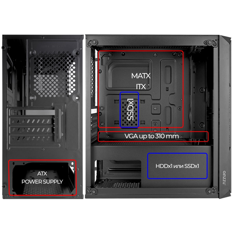 Компьютерный корпус Ginzzu CL610 mATX FAN 4*12FRGB Белый