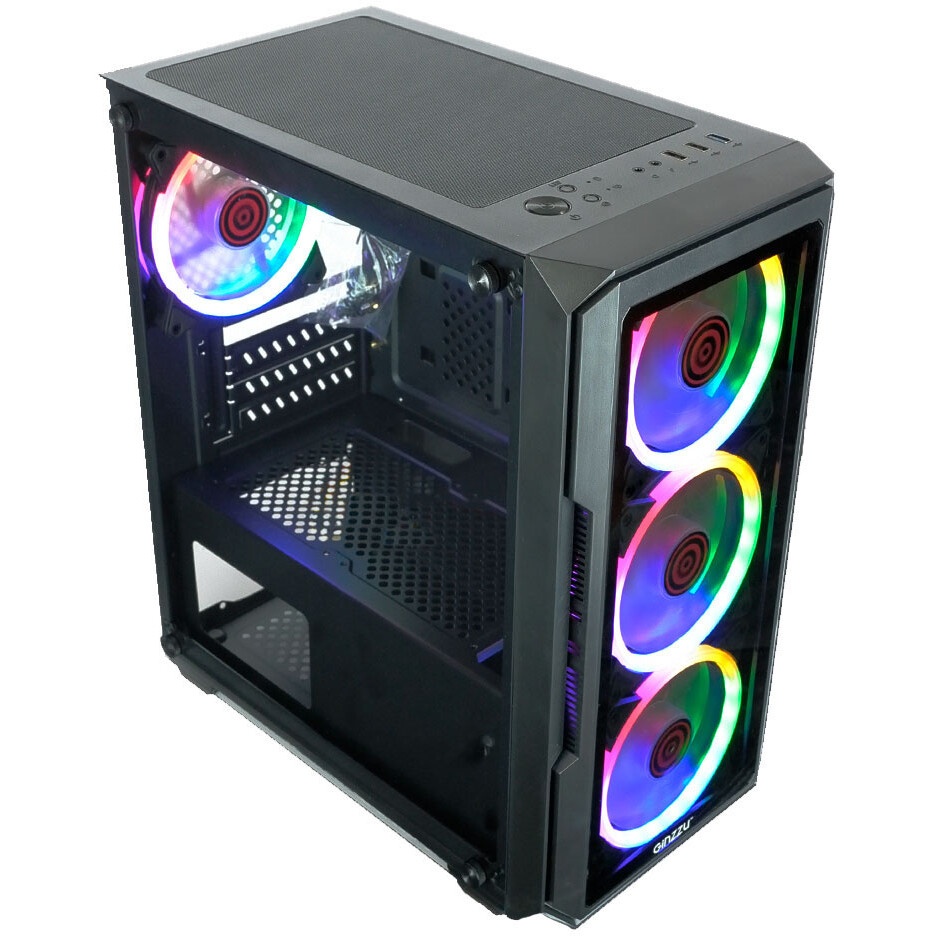 Компьютерный корпус Ginzzu CL610 mATX FAN 4*12FRGB Белый