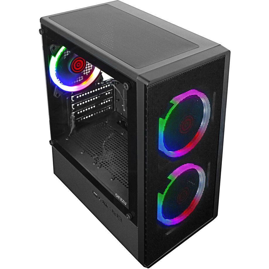 Компьютерный корпус Ginzzu CL610 mATX FAN 4*12FRGB Белый