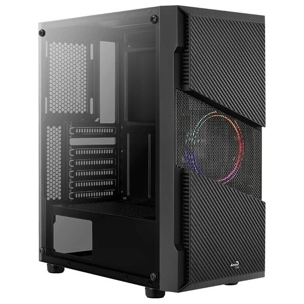 Компьютерный корпус Aerocool  / Formula Menace Saturn FRGB-G-BK-v1 черный без БП ATX 4x120mm 2xUSB2.