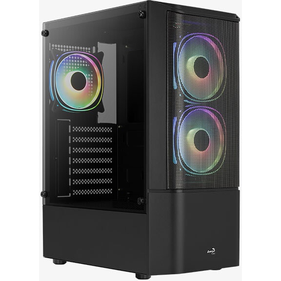 Компьютерный корпус Aerocool  / Formula Menace Saturn FRGB-G-BK-v1 черный без БП ATX 4x120mm 2xUSB2.