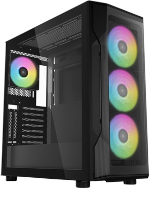Корпус ПК без блока питания SAMA S40 Black, Midi-Tower, TG, 4x120mm ARGB, 2xUSB 3.0 + 1xUSB 3.1 Type