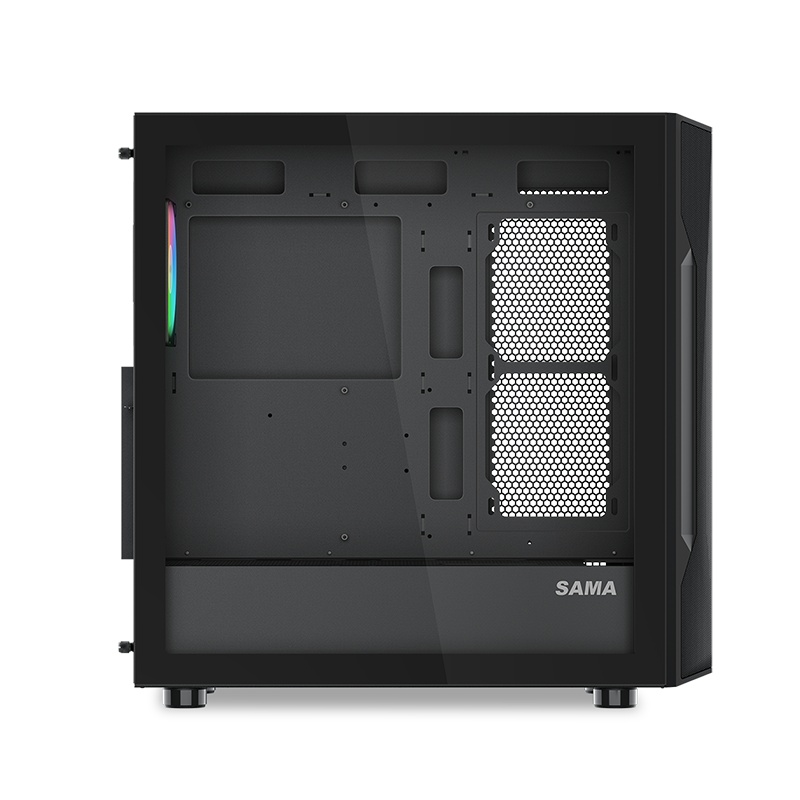 Корпус ПК без блока питания SAMA S40 Black, Midi-Tower, TG, 4x120mm ARGB, 2xUSB 3.0 + 1xUSB 3.1 Type