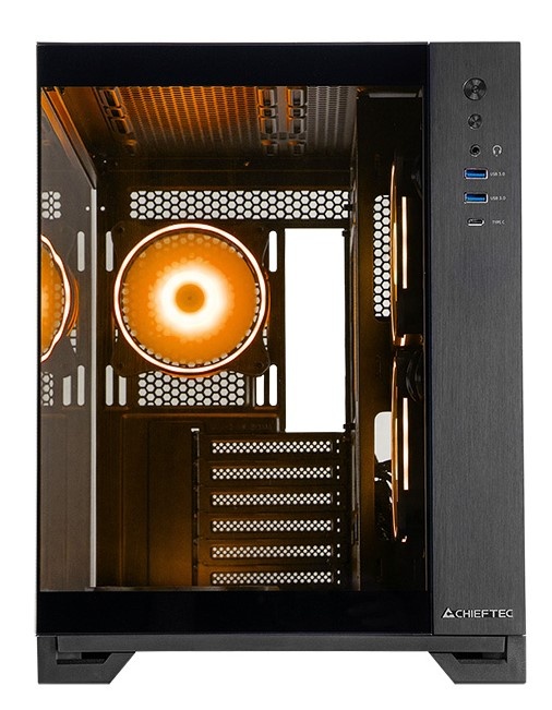 Компьютерный корпус Chieftec Visio черный без БП ATX 2x80mm 4x120mm 2x140mm 1xUSB2.0 2xUSB3.0 audio
