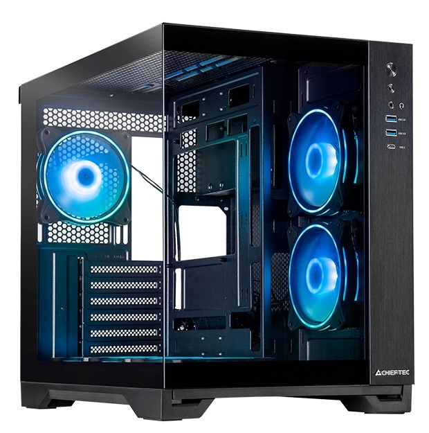 Компьютерный корпус Chieftec Visio черный без БП ATX 2x80mm 4x120mm 2x140mm 1xUSB2.0 2xUSB3.0 audio