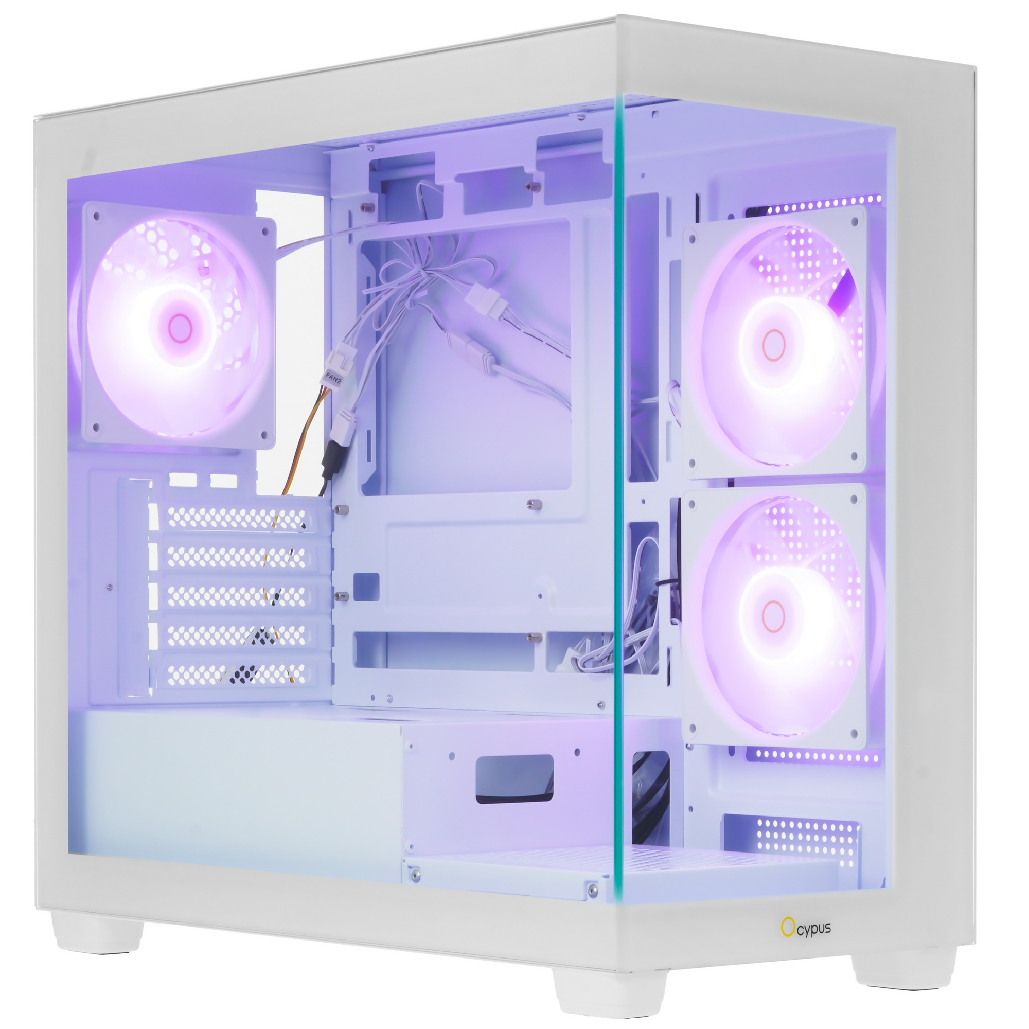 Корпус для ПК Case Ocypus Gamma C52 WH ARGB mATX / win / white / 3 ARGB fans / no PSU / Tempered Gla