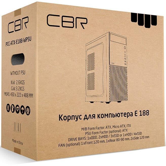 Корпус без блока питания Foxline FL-301, ATX, 4xUSB2.0, HDA, w/o FAN, w/o PSU, no PowerCord, w/DVD-R