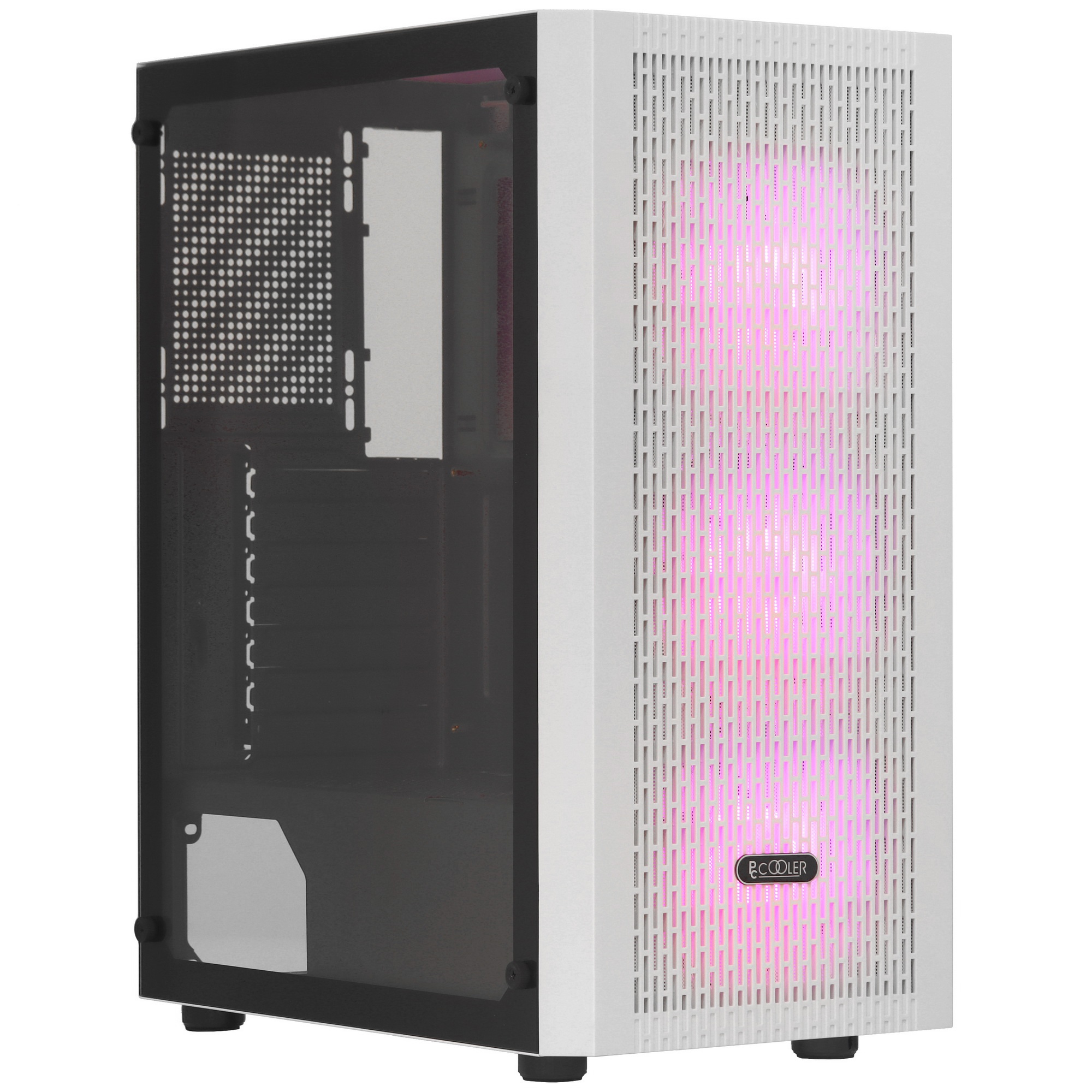 Корпус без блока питания PCCOOLER MA100 MESH WH, Mesh Mid Tower, White, TG, 0.4 SPCC, 3x120mm ARGB A