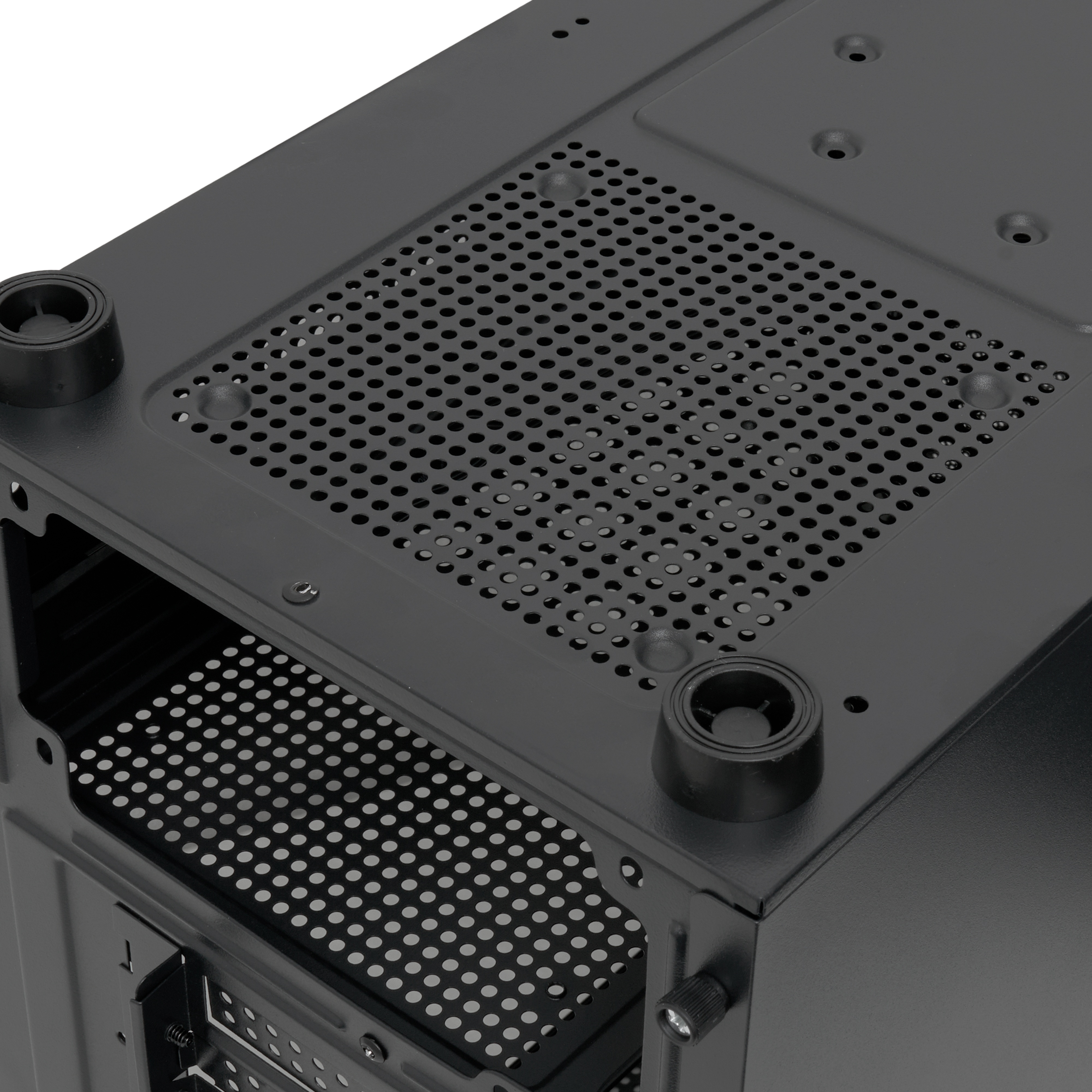 Корпус без блока питания/ Case HSPD M332, Mesh Mini-tower, Black, TG, 0.4 SPCC, no fans, mATX, mITX,