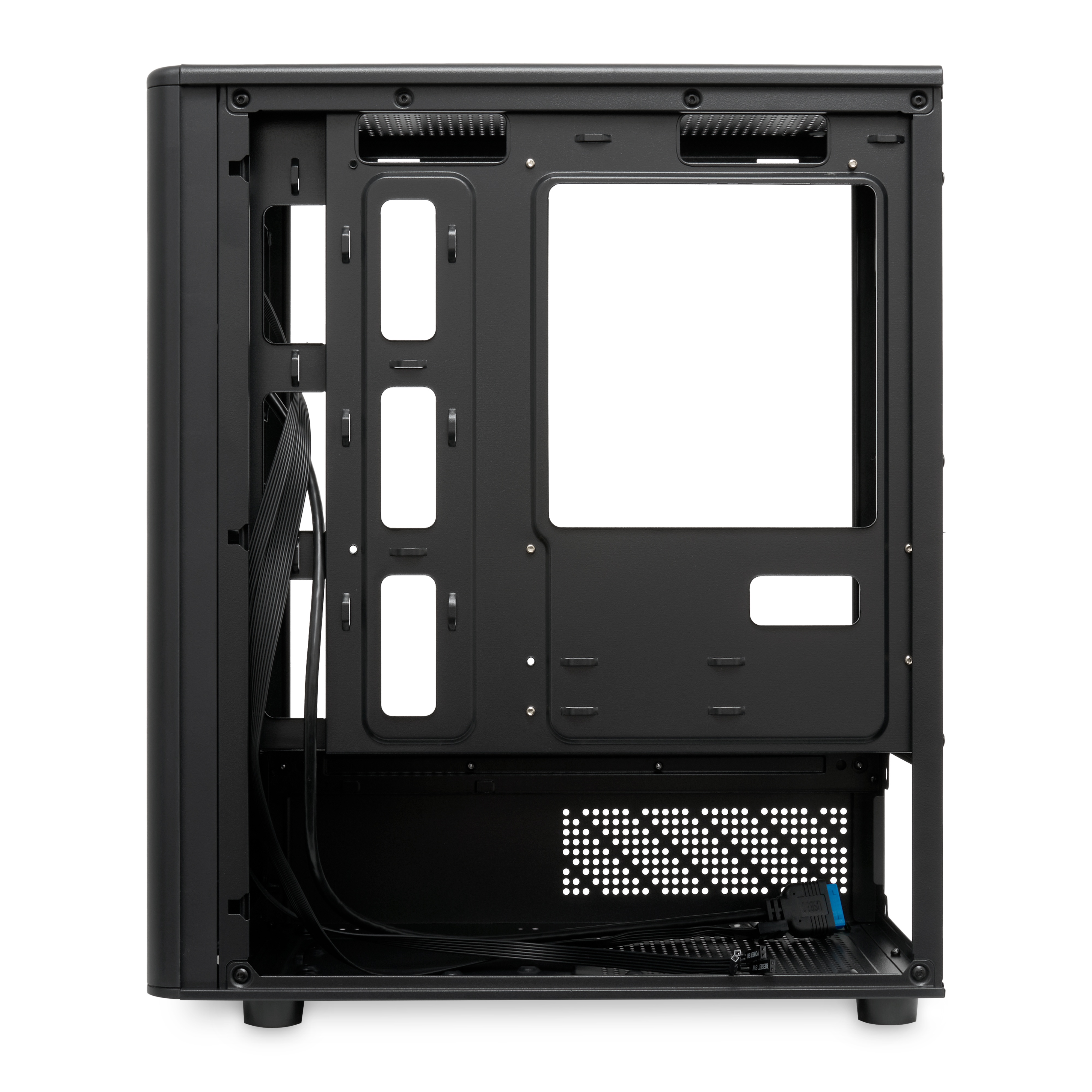 Корпус без блока питания/ Case HSPD M332, Mesh Mini-tower, Black, TG, 0.4 SPCC, no fans, mATX, mITX,