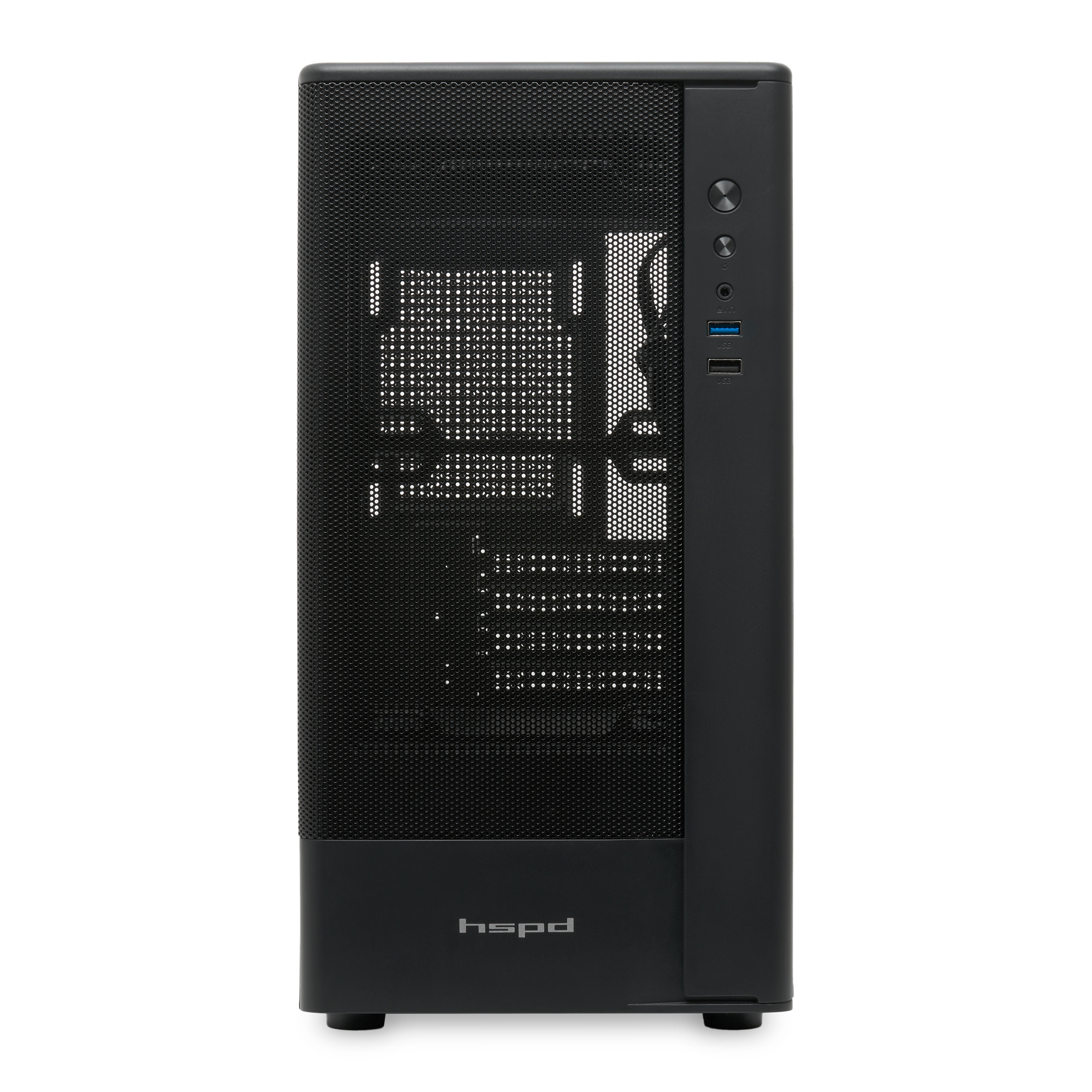 Корпус без блока питания/ Case HSPD M332, Mesh Mini-tower, Black, TG, 0.4 SPCC, no fans, mATX, mITX,