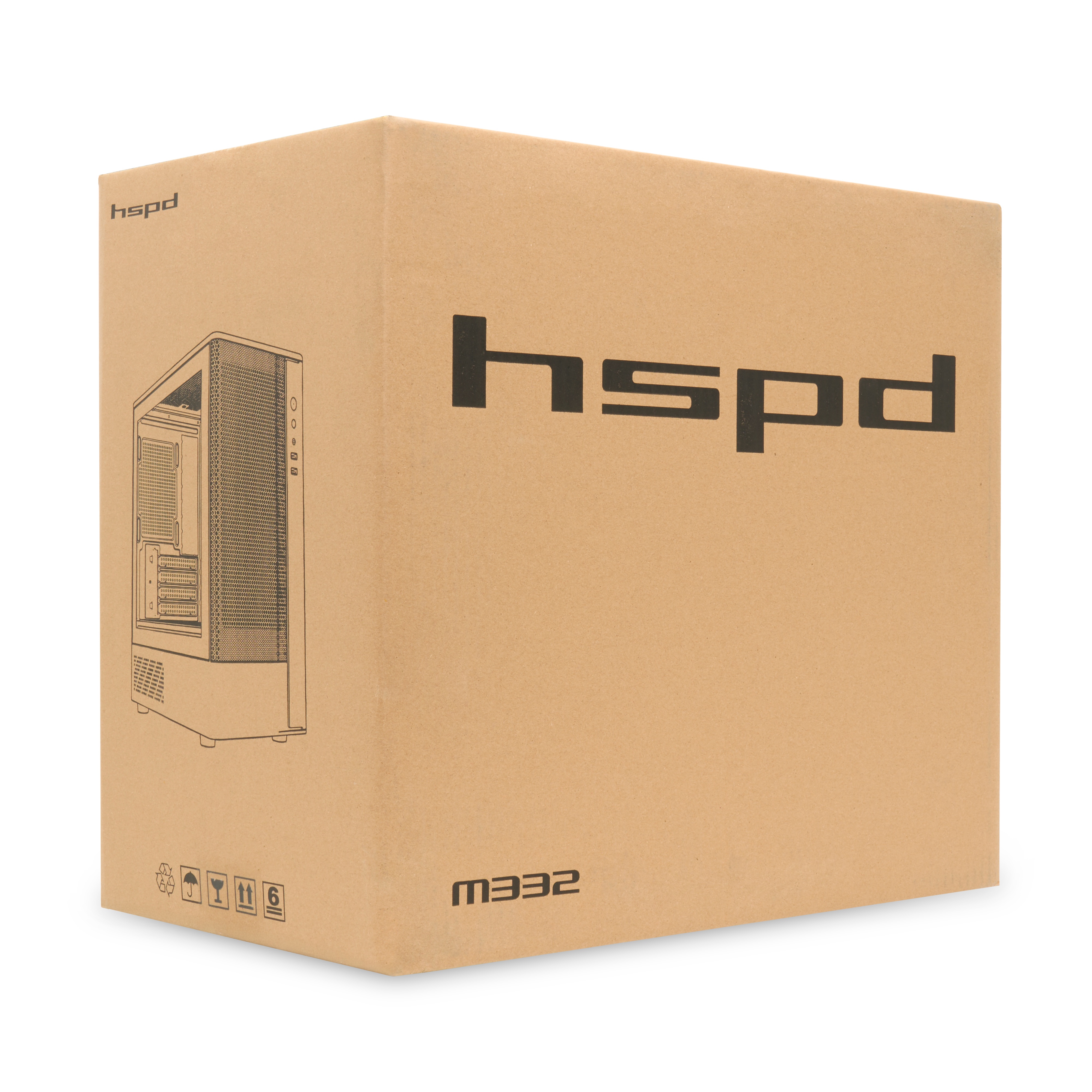 Корпус без блока питания/ Case HSPD M332, Mesh Mini-tower, Black, TG, 0.4 SPCC, no fans, mATX, mITX,
