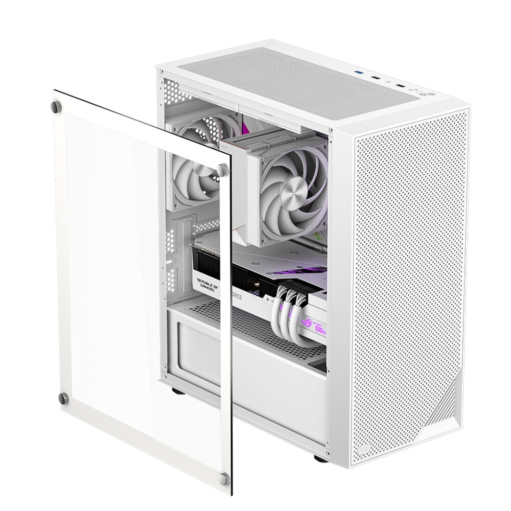 Корпус без блока питания PCCOOLER C3B310 WH, Mesh Mid Tower, White, TG, 0.4 SPCC, no fans mATX, mITX
