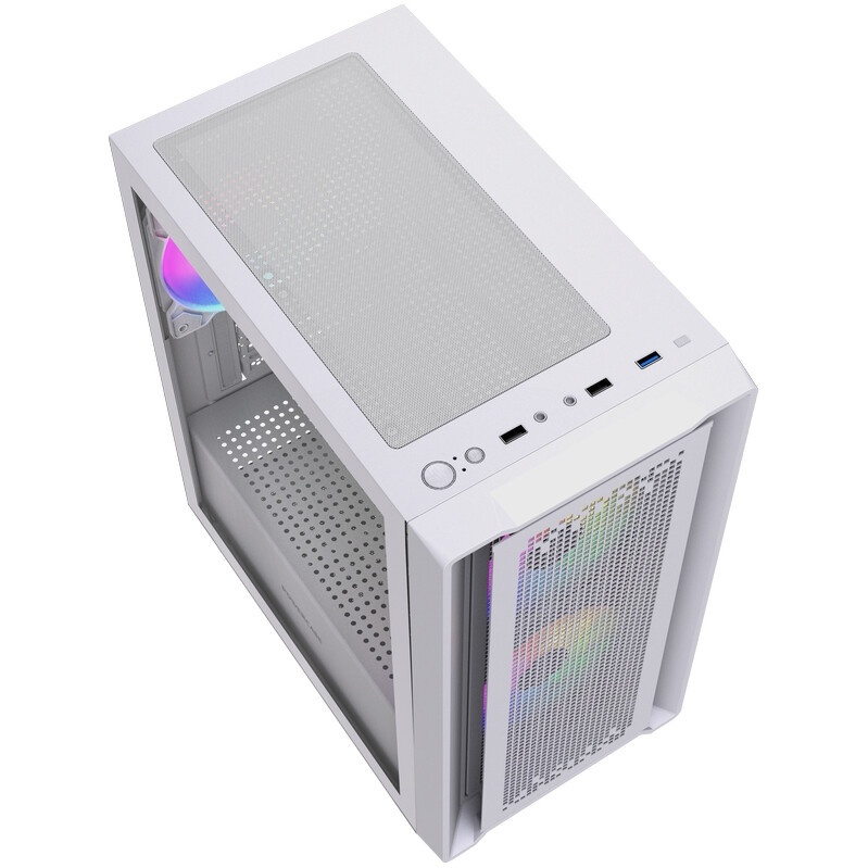 Корпус без блока питания PCCOOLER C3B310 WH, Mesh Mid Tower, White, TG, 0.4 SPCC, no fans mATX, mITX