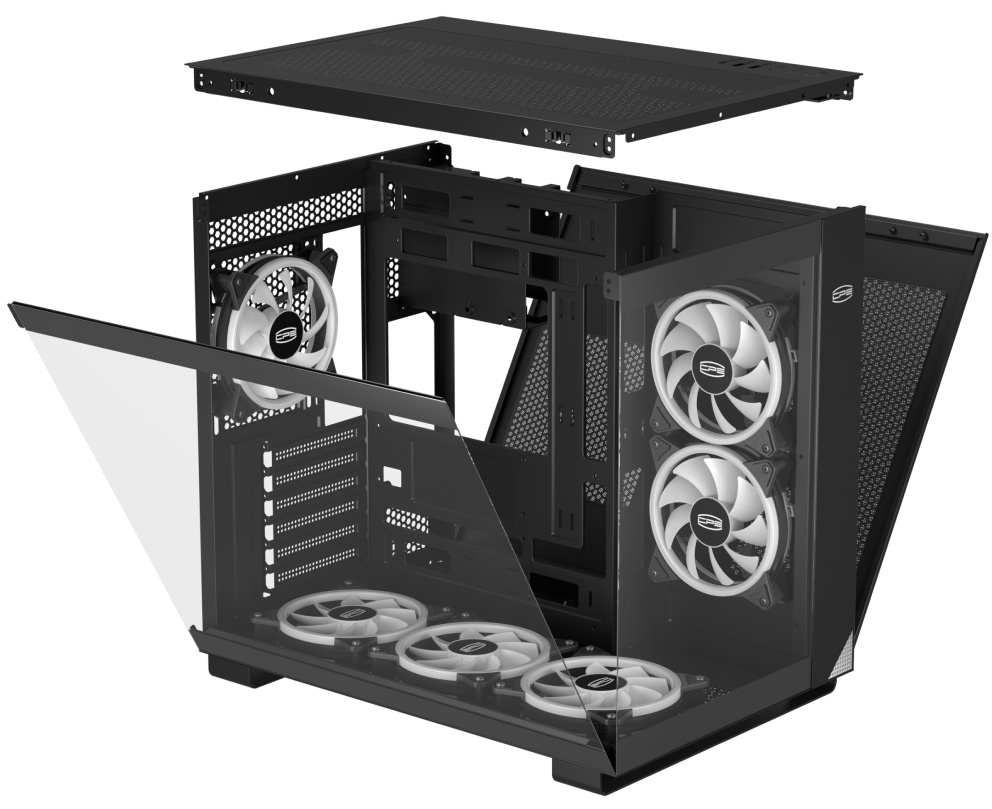 Корпус без блока питания/ Case PCCooler C3T500 ARGB BK, Midi-Tower, TG, 6x120mm ARGB, 1xUSB-C 3.1 +