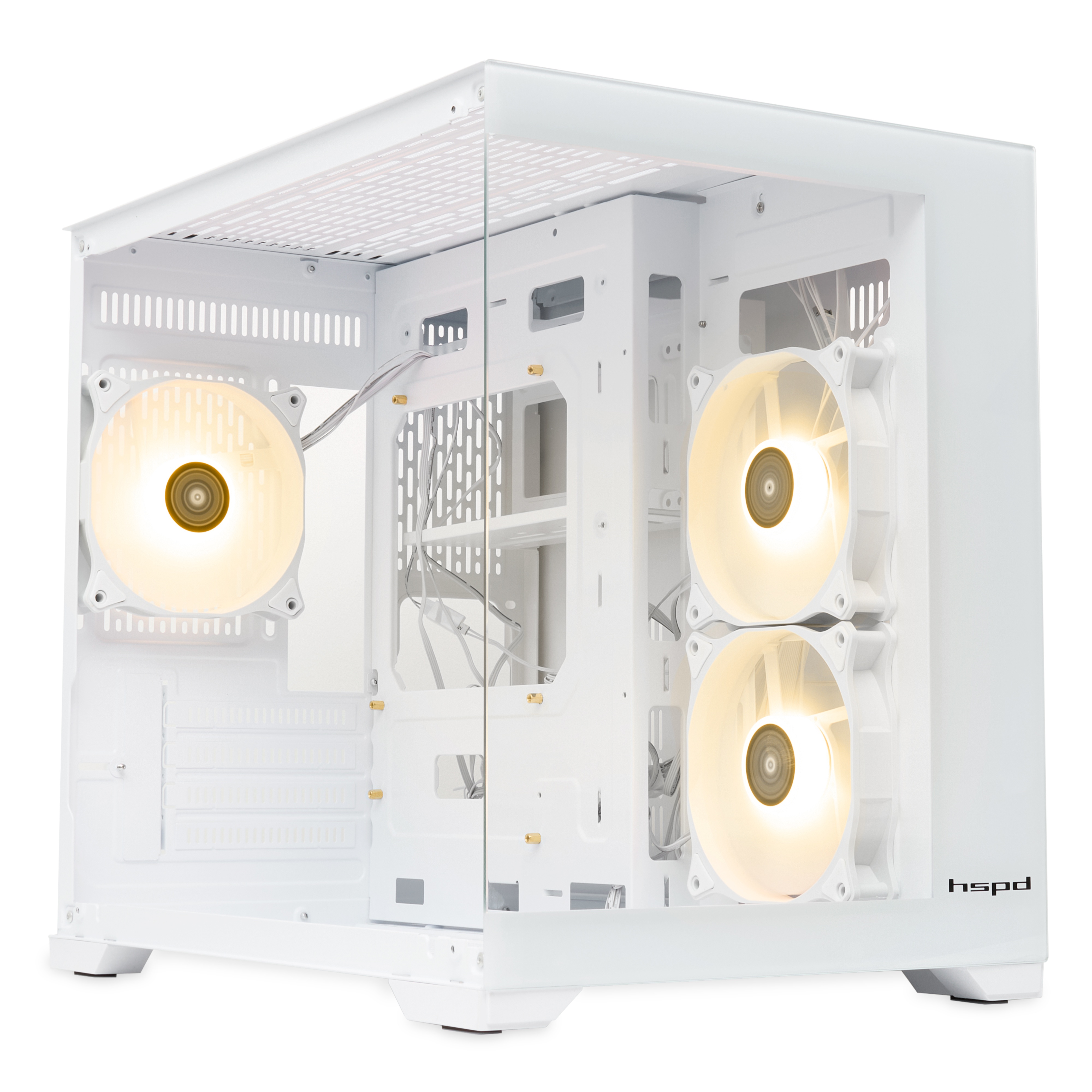Компьютерный корпус  HSPD F330, Panoramic Mini-tower, White, TG, 0.5 SPCC, 3x120mm ARGB mATX, mITX 1