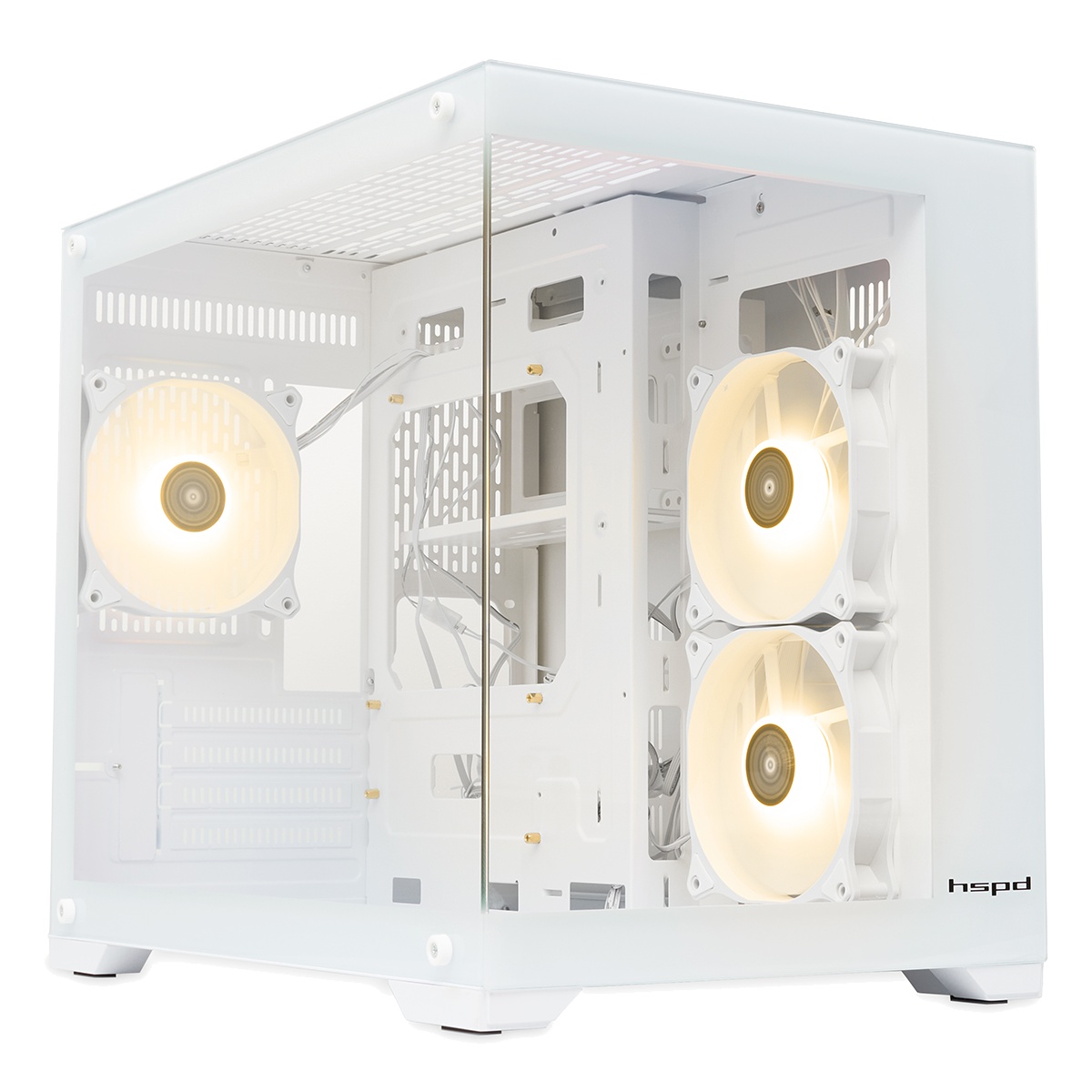 Компьютерный корпус  HSPD F330, Panoramic Mini-tower, White, TG, 0.5 SPCC, 3x120mm ARGB mATX, mITX 1