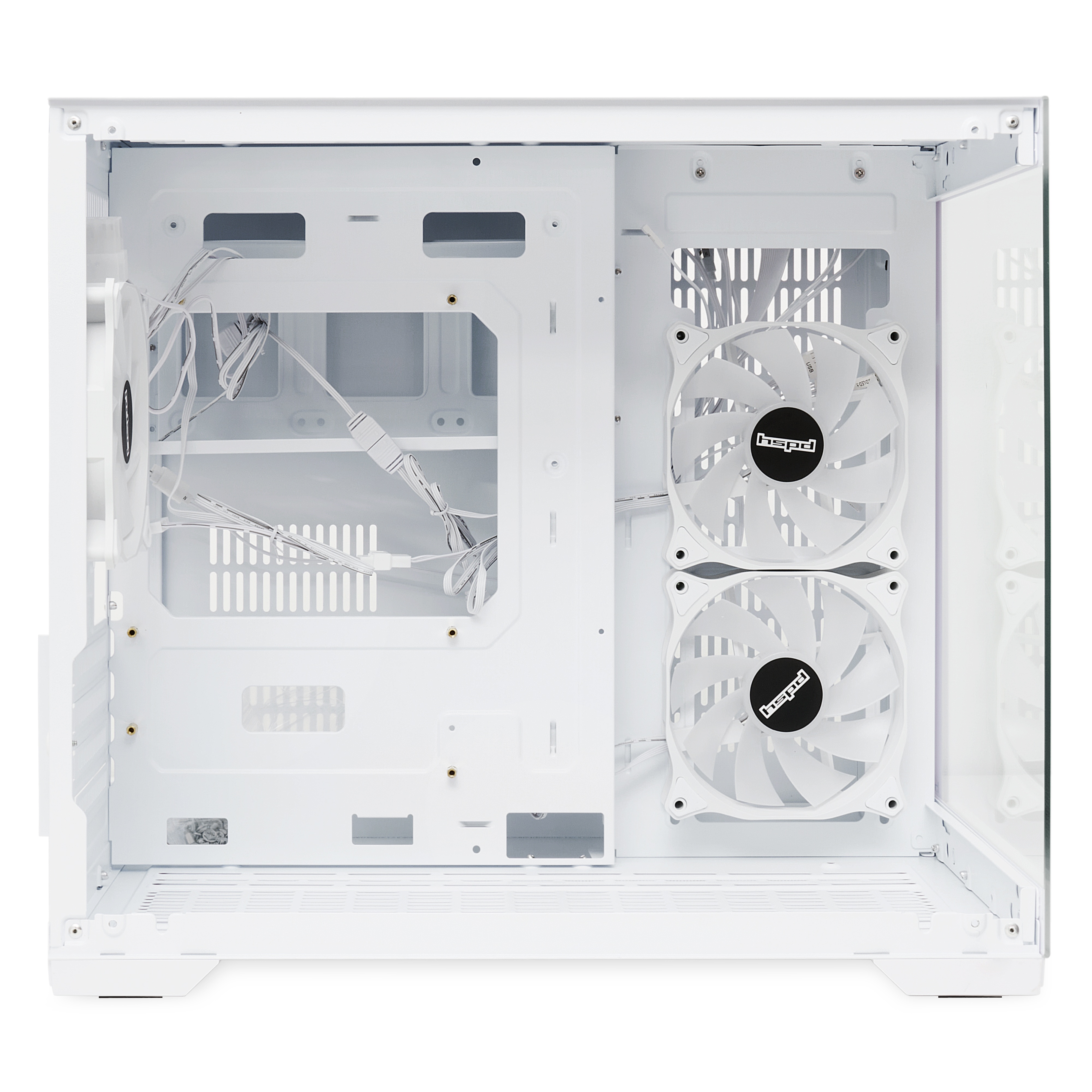 Компьютерный корпус  HSPD F330, Panoramic Mini-tower, White, TG, 0.5 SPCC, 3x120mm ARGB mATX, mITX 1