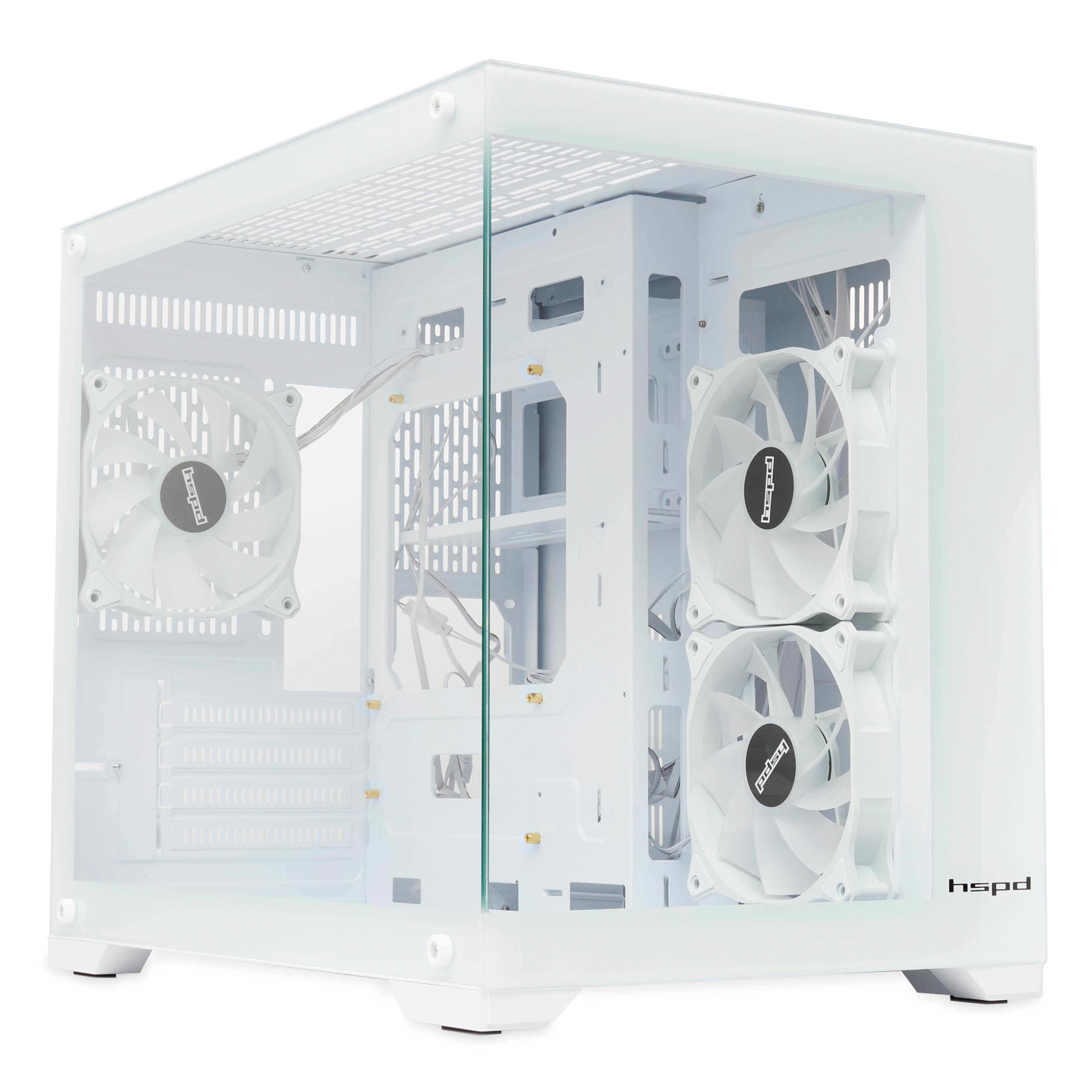 Компьютерный корпус  HSPD F330, Panoramic Mini-tower, White, TG, 0.5 SPCC, 3x120mm ARGB mATX, mITX 1