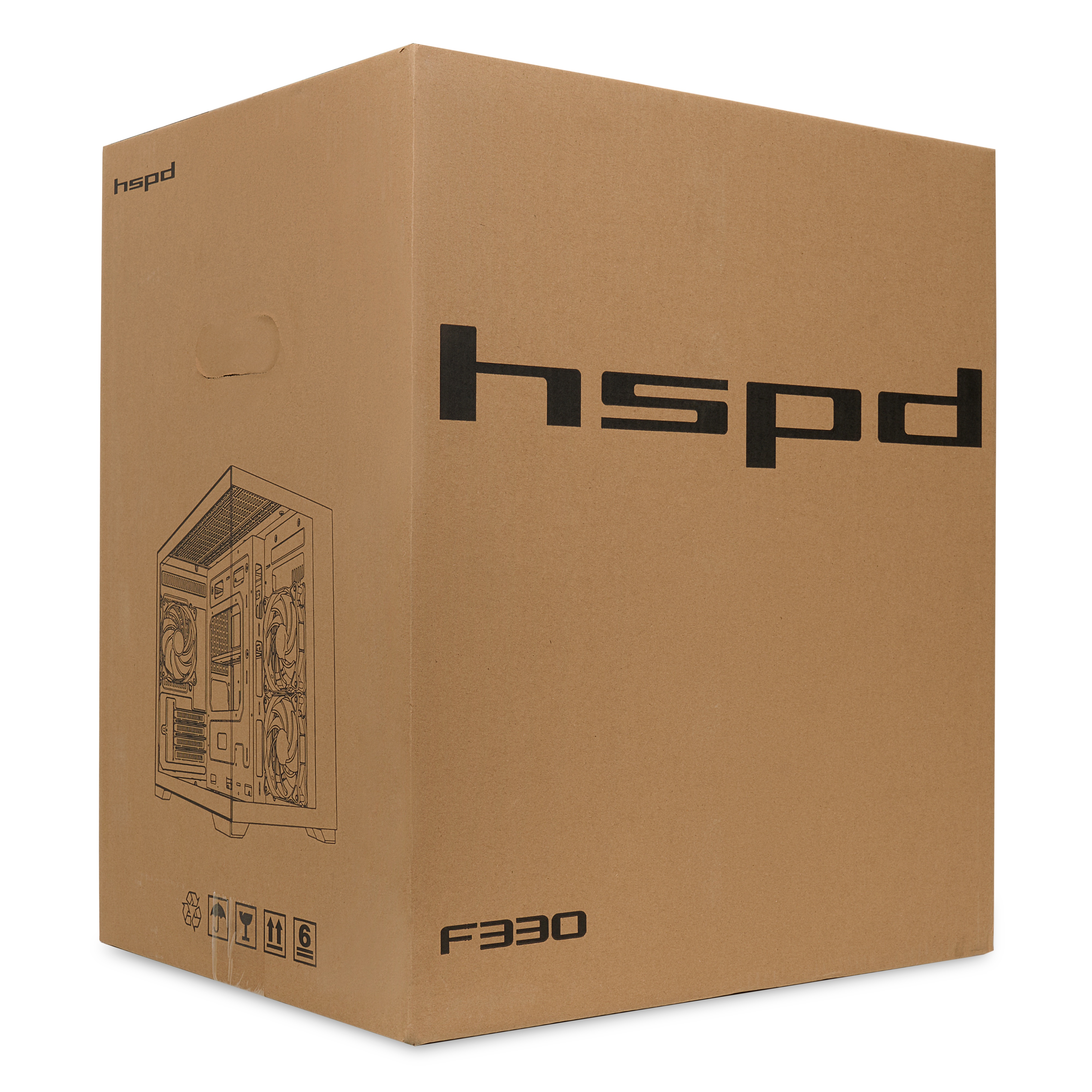 Компьютерный корпус  HSPD F330, Panoramic Mini-tower, White, TG, 0.5 SPCC, 3x120mm ARGB mATX, mITX 1