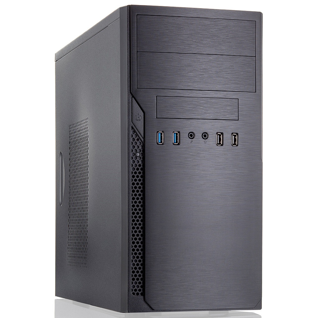 Корпус Foxline FL-628-FZ450R-U32-S черный, с блоком питания 450Вт mATX case, w/PSU 450W 12cm, w/2xUS