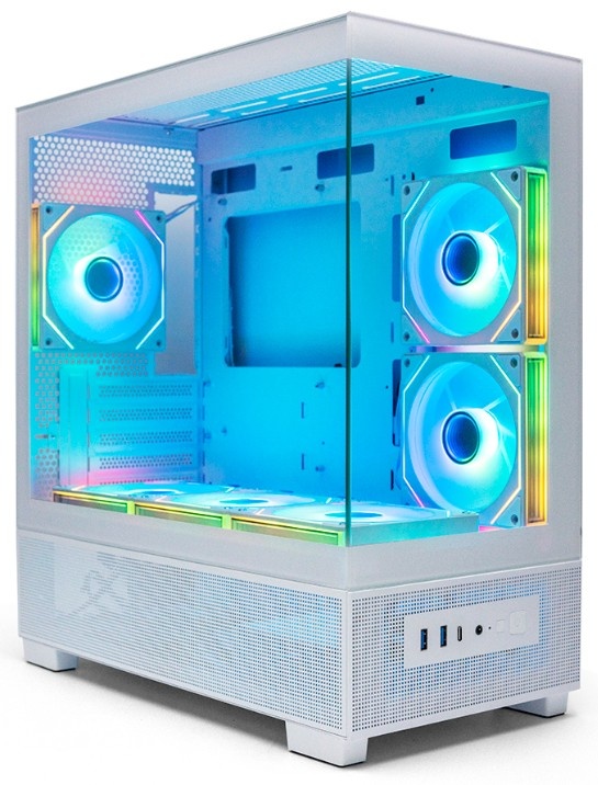 Компьютерный корпус XASTRA Q500M 6ARGB-C10-UC White mATX/Aquarium/Screewless/ 6x120mm ARGB PWM FM fa
