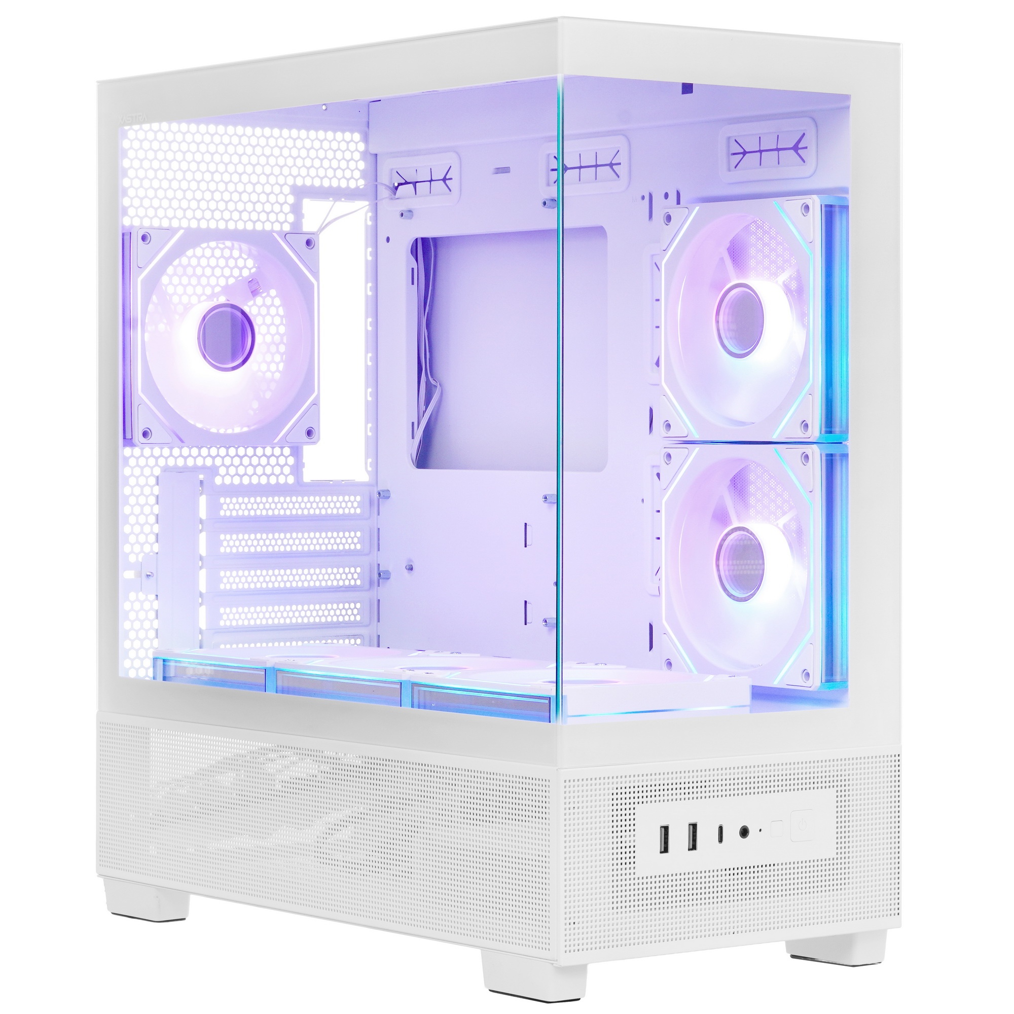 Компьютерный корпус XASTRA Q500M 6ARGB-C10-UC White mATX/Aquarium/Screewless/ 6x120mm ARGB PWM FM fa