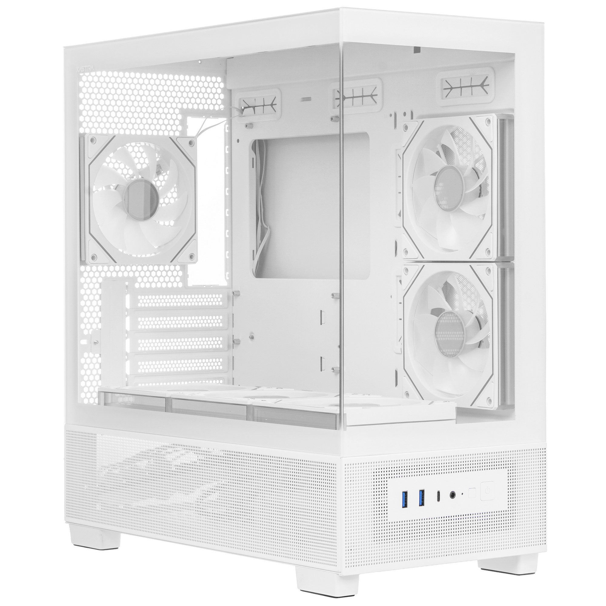 Компьютерный корпус XASTRA Q500M 6ARGB-C10-UC White mATX/Aquarium/Screewless/ 6x120mm ARGB PWM FM fa