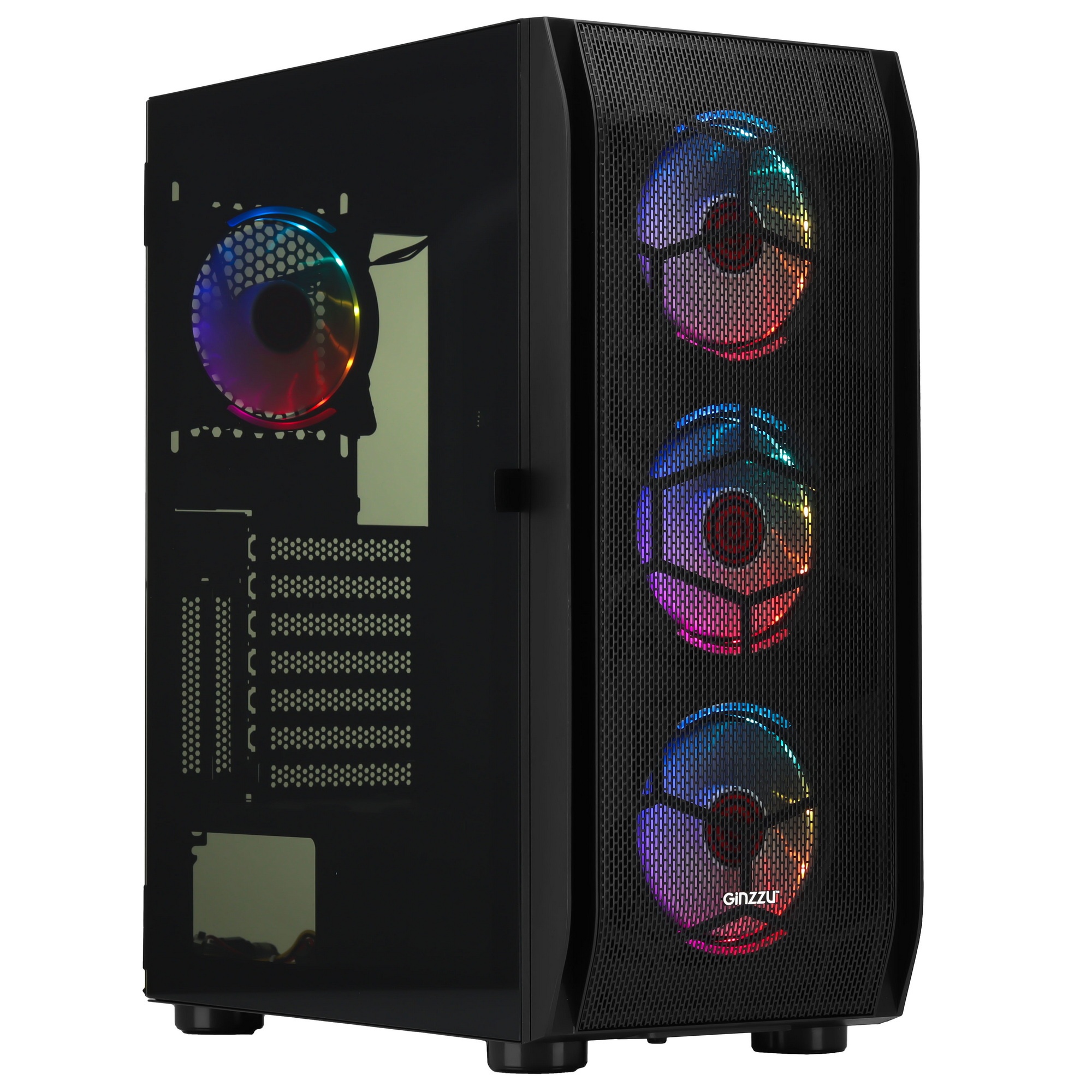 Корпус Ginzzu GL300 FAN 12CM RGB*4 USB3.0 Window